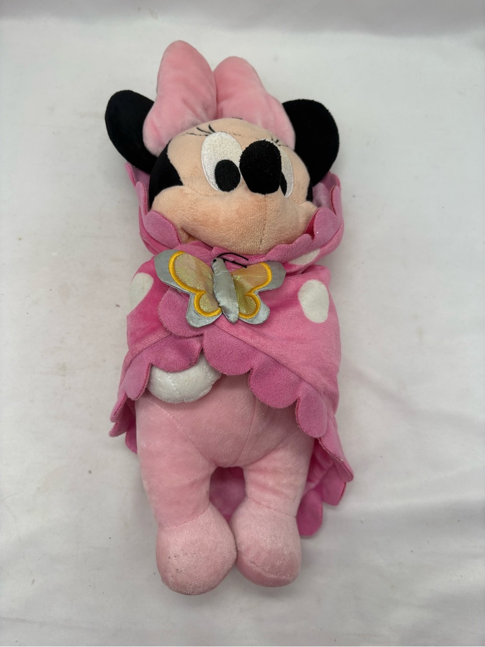 DISNEY PARKS Babies Minnie Mouse Pink Baby Plush 14”with Blanket Excellent